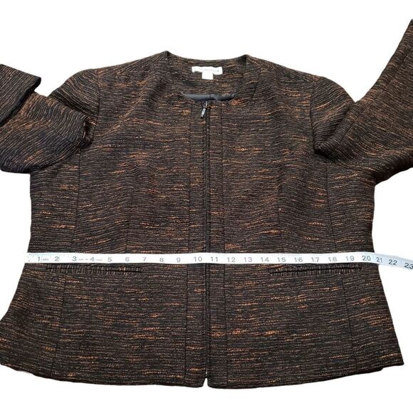 Coldwater Creek Brown Textured Zip Up Jacket Sz PL (14-16) - Picture 9 of 15